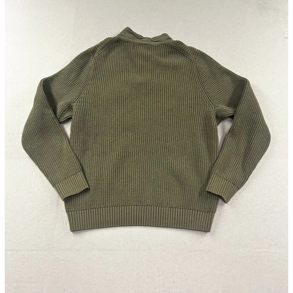 Duluth Trading Company Men’s Olive and Tan Elbow Patches Sweater Medium